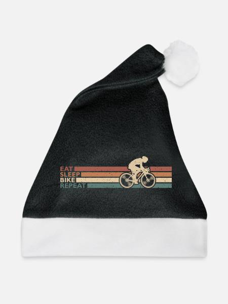 Eat Sleep Bike Repeat Für Radfahrer Radsport Retro - Weihnachtsmütze - Schwarz/Weiß - Vorne