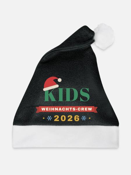 Kids – Weihnachts-Crew 2026 Kinder Partnerlook - Weihnachtsmütze - Schwarz/Weiß - Vorne