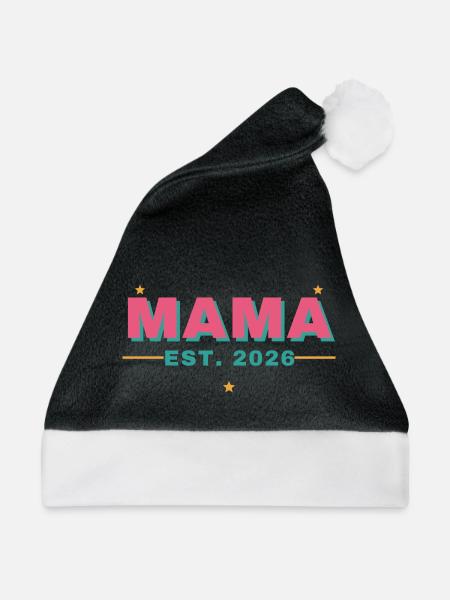 Mama Est. 2026 – Mama seit 2026 - Weihnachtsmütze - Schwarz/Weiß - Vorne