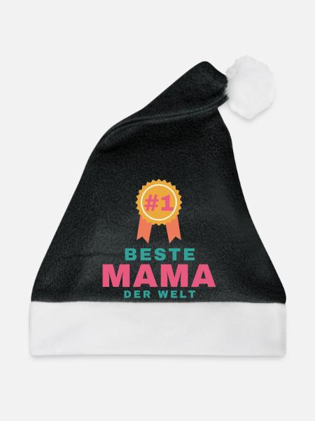 Beste Mama der Welt – Geschenk für Mama - Weihnachtsmütze - Schwarz/Weiß - Vorne