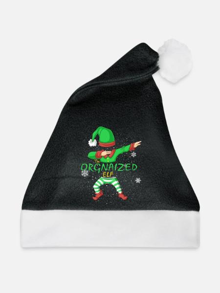 Organisiertes Elfen-Matching-Familien-Weihnachtsdesign - Weihnachtsmütze - Schwarz/Weiß - Vorne