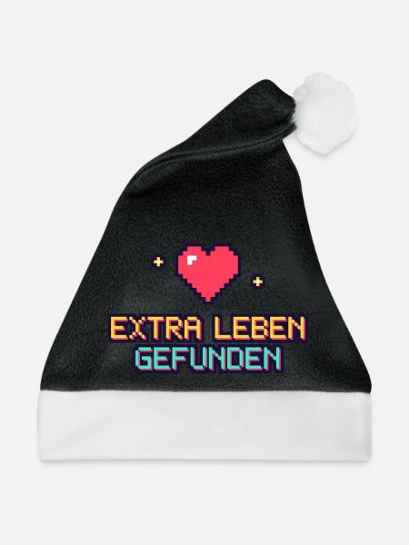 Pixelherz Extra Leben Gefunden - Weihnachtsmütze - Schwarz/Weiß - Vorne