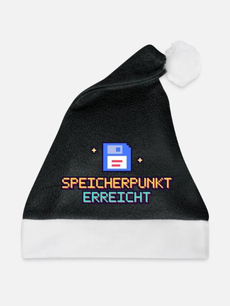 Floppy Pixel Speicherpunk - Weihnachtsmütze - Schwarz/Weiß - Vorne