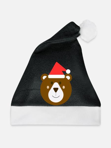 Süßer Weihnachtsbraunbär - Weihnachtsmütze - Schwarz/Weiß