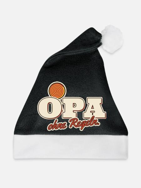 Opa ohne Regeln Enkel Spruch - Weihnachtsmütze - Schwarz/Weiß - Vorne