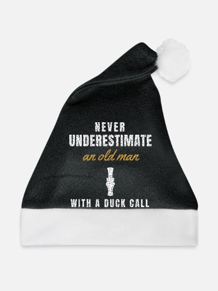 Wasserwild Stockente Jagd Humor Lockjagd Entenjagd - Weihnachtsmütze - Schwarz/Weiß - Vorne