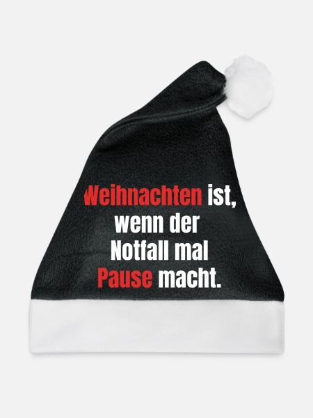 Notfallpause - Weihnachtsmütze - Schwarz/Weiß - Vorne