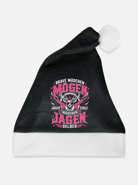 Coole Jägerin Jagd Geschenk - Weihnachtsmütze - Schwarz/Weiß - Vorne