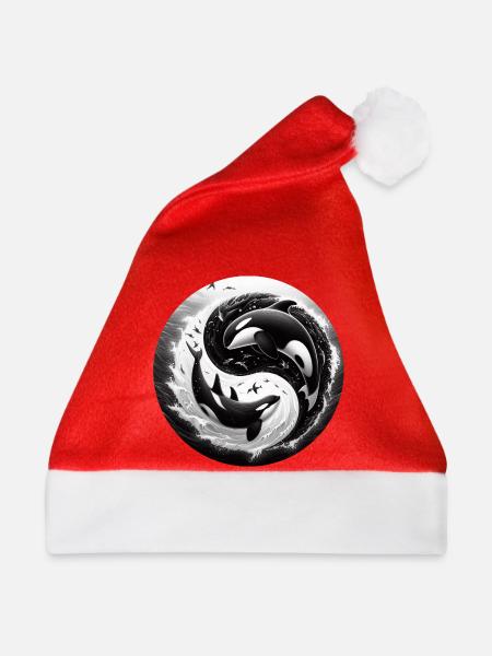 Yin und Yang Orca - Weihnachtsmütze - Rot
