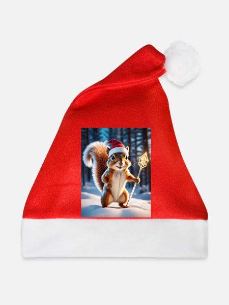 Squirrel Eichörnchen Hüter des Waldes - Weihnachtsmütze - Rot