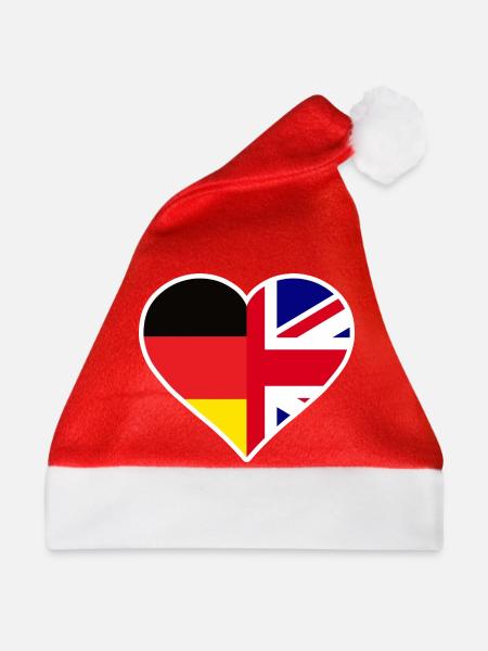 Germany Great Britain Heart - Weihnachtsmütze - Rot