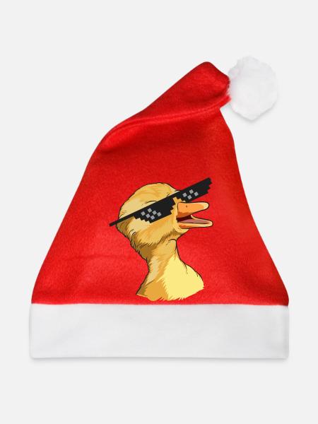 Quakende Meme-Ente mit Sonnenbrille - Weihnachtsmütze - Rot