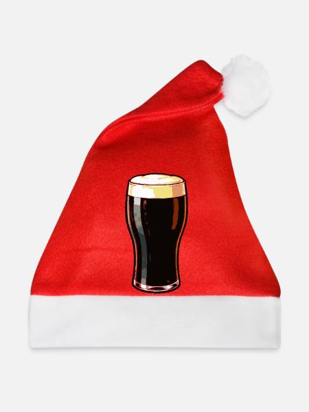 Dunkles Bierglas Motiv - Weihnachtsmütze - Rot