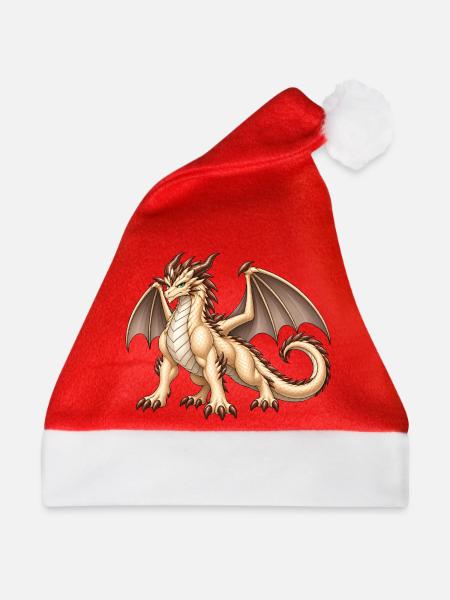 Majestätischer Champignondrache – Fantasy Drache - Weihnachtsmütze - Rot