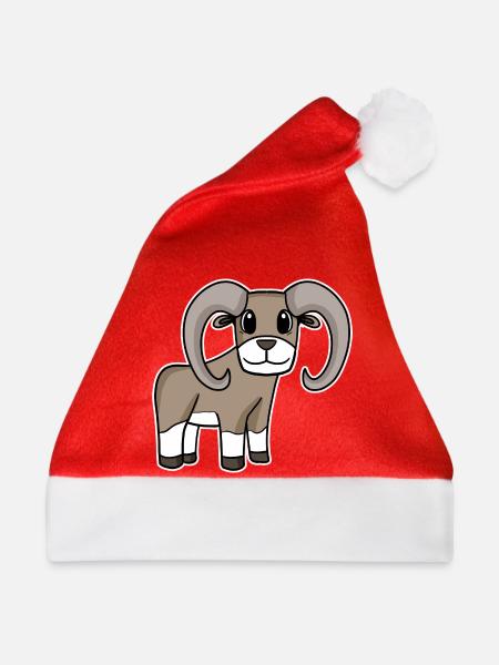 Europäischer Mufflon - Weihnachtsmütze - Rot - Vorne