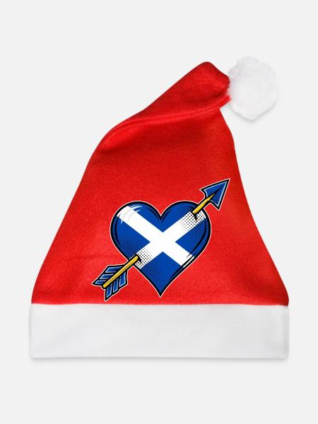 Schottland Flagge Herz mit Pfeil - Weihnachtsmütze - Rot