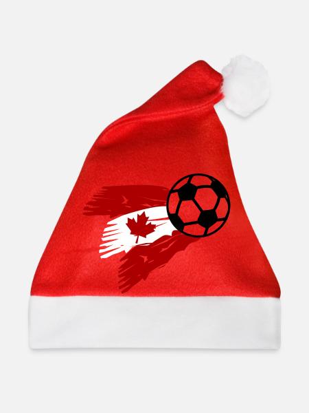 Ahornblatt mit Fußball – Kanada Fan Design - Weihnachtsmütze - Rot - Vorne