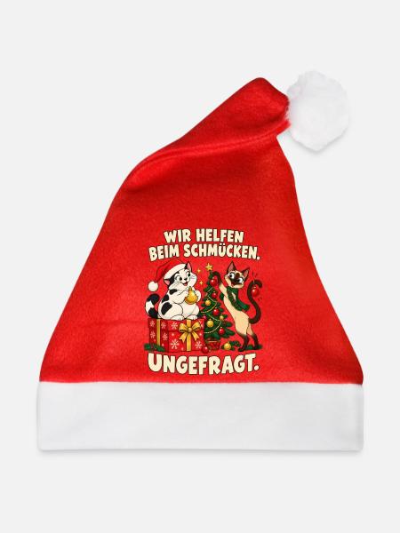 Katzenmama Geschenkidee Tannenbaum Weihnachten - Weihnachtsmütze - Rot