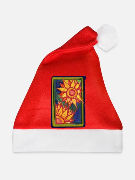 Sonnenblumen-Burst-Rahmen - Weihnachtsmütze - Rot