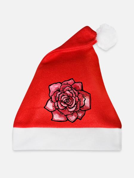 Karmesinrote Aquarellrose - Weihnachtsmütze - Rot
