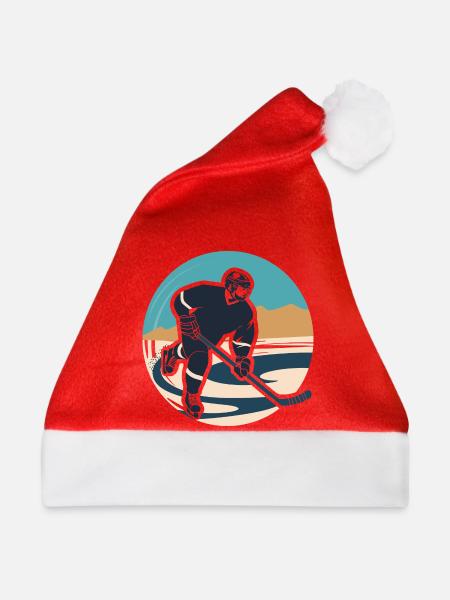 Eishockeyspieler Grafik - Weihnachtsmütze - Rot