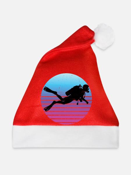Geschenkidee für die Freediverin mit Gerätetauchen - Weihnachtsmütze - Rot - Vorne
