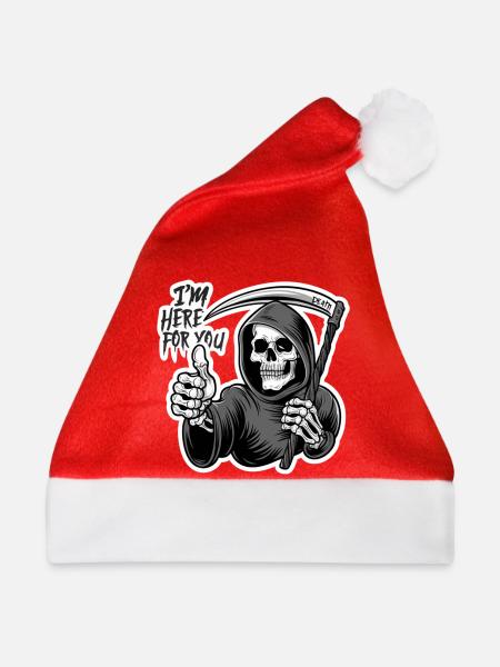 Ich Bin Für Dich Da, Sensenmann-schädel - Weihnachtsmütze - Rot