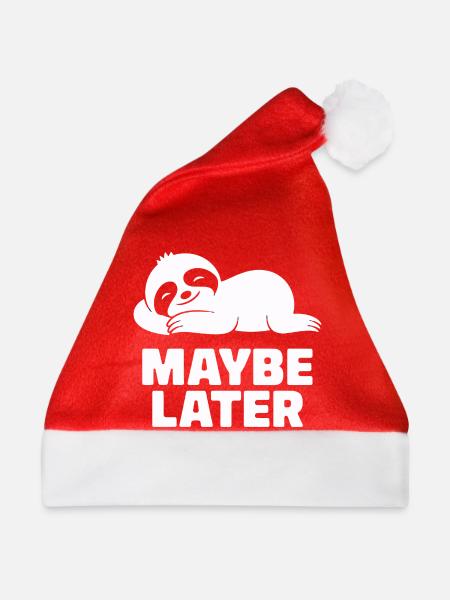 Gemütliches Faultier Maybe Later Entspannung - Weihnachtsmütze - Rot - Vorne