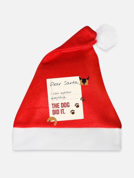 Lieber Weihnachtsmann, der Hund hat es geschafft, lustiger Weihnachtspullover - Weihnachtsmütze - Rot - Vorne