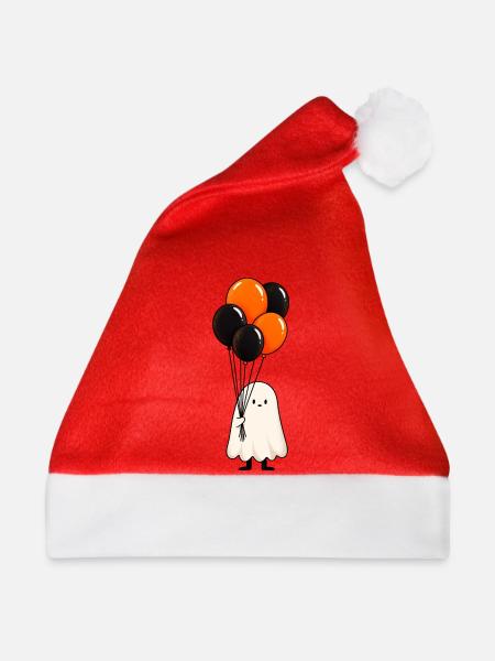 Süßer Geist mit Luftballons – Halloween Motiv - Weihnachtsmütze - Rot