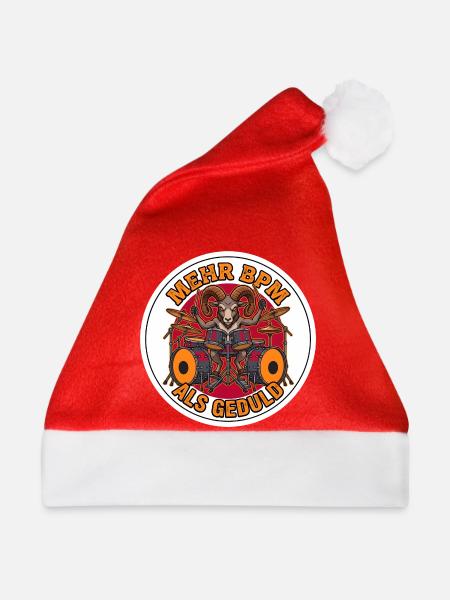 Mehr BPM als Geduld Drummer T-Shirt - Weihnachtsmütze - Rot - Vorne