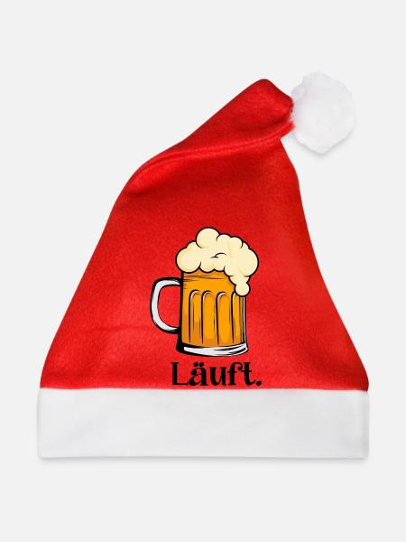 Läuft - Schäumender Bierkrug - Weihnachtsmütze - Rot