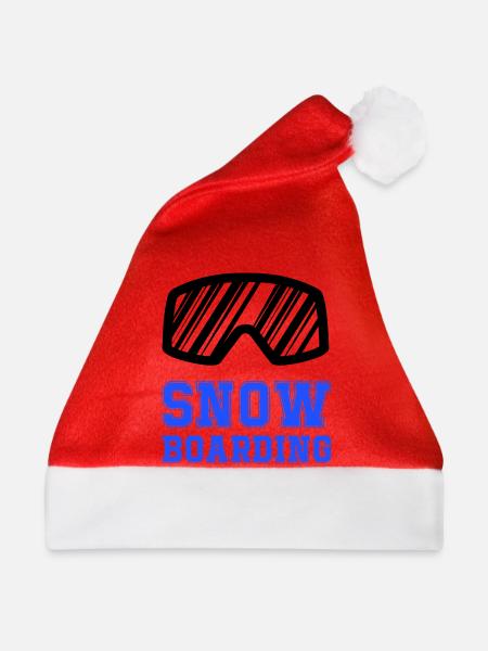 Snowboard Schriftzug Blau - Weihnachtsmütze - Rot