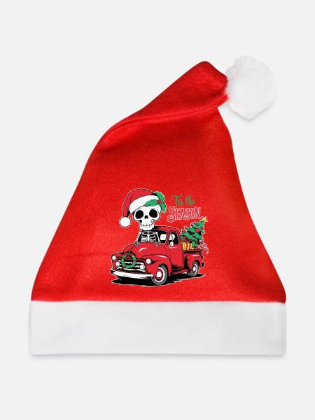 Der Festliche Skelett-feiertagsspaß Der Saison - Weihnachtsmütze - Rot - Vorne