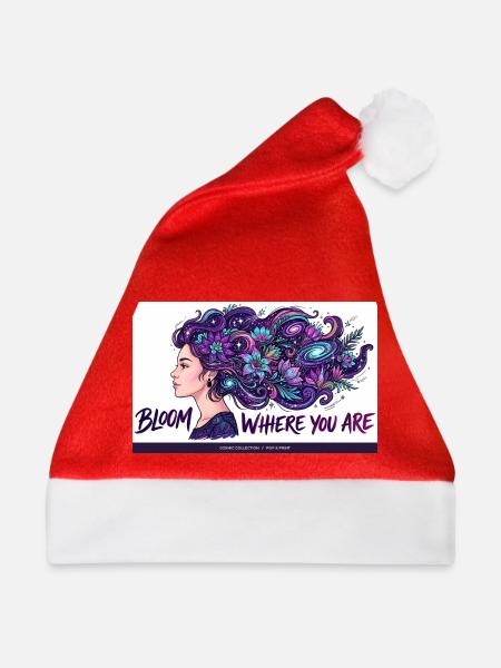 Kosmische Blüten im Haar - Weihnachtsmütze - Rot