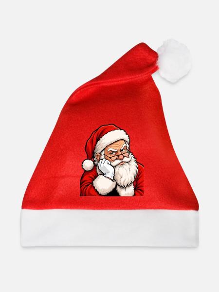 Grimmiger Santa im klassischen Rot - Weihnachtsmütze - Rot