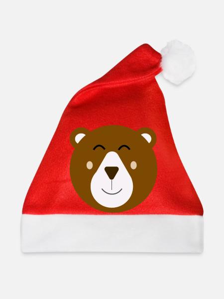 Süßer glücklicher brauner Bär - Weihnachtsmütze - Rot