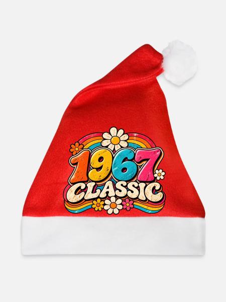 1967 Klassische Regenbogenblumen - Weihnachtsmütze - Rot