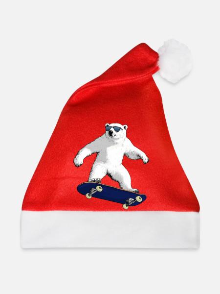 Skateboarder Eisbär - Weihnachtsmütze - Rot