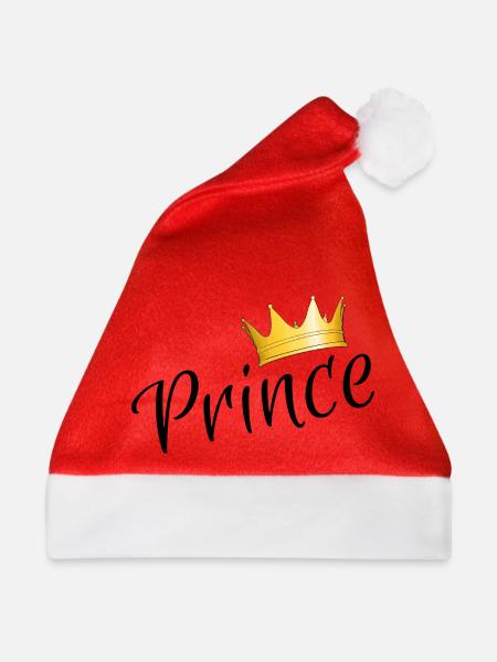 Prince - Prinz mit goldener Krone - Weihnachtsmütze - Rot