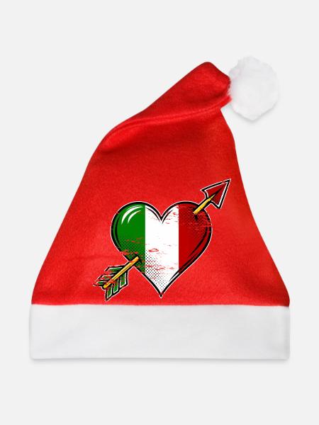 Italien Flagge Herz mit Pfeil used look - Weihnachtsmütze - Rot - Vorne