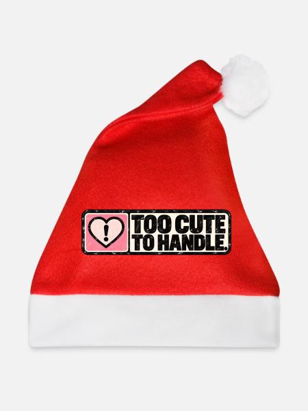 Too Cute to Handle – Cute Retro Heart - Weihnachtsmütze - Rot - Vorne