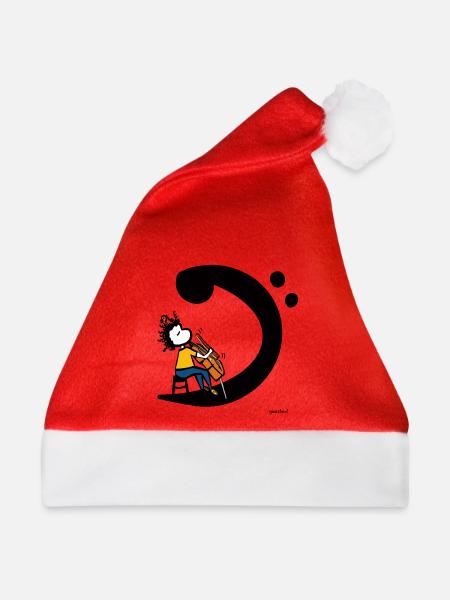 Cello Bass Clef – Cellist-Musik-T-Shirt - Weihnachtsmütze - Rot - Vorne