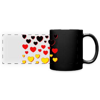 deutschland Fahne Herzen - Panorama-Tasse farbig - Schwarz - Vorne