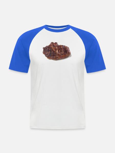 Steak - T-shirt baseball manches courtes Homme - blanc/bleu royal