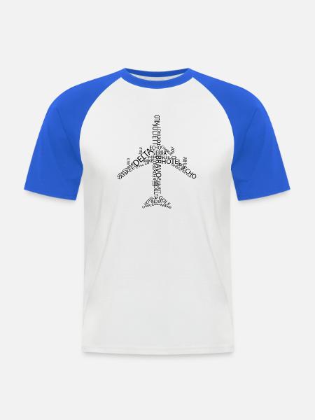 Avion B747 - T-shirt baseball manches courtes Homme - blanc/bleu royal