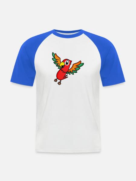 perroquet - T-shirt baseball manches courtes Homme - blanc/bleu royal