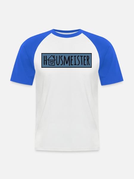 Hausmeister - Männer Baseball-T-Shirt - Weiß/Royalblau