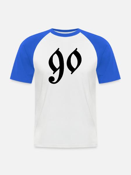 90 - T-shirt baseball manches courtes Homme - blanc/bleu royal