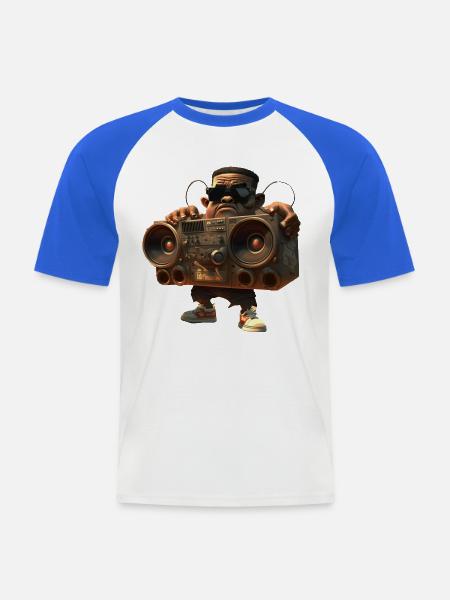 Hip-Hop mit Ghettoblaster - Männer Baseball-T-Shirt - Weiß/Royalblau